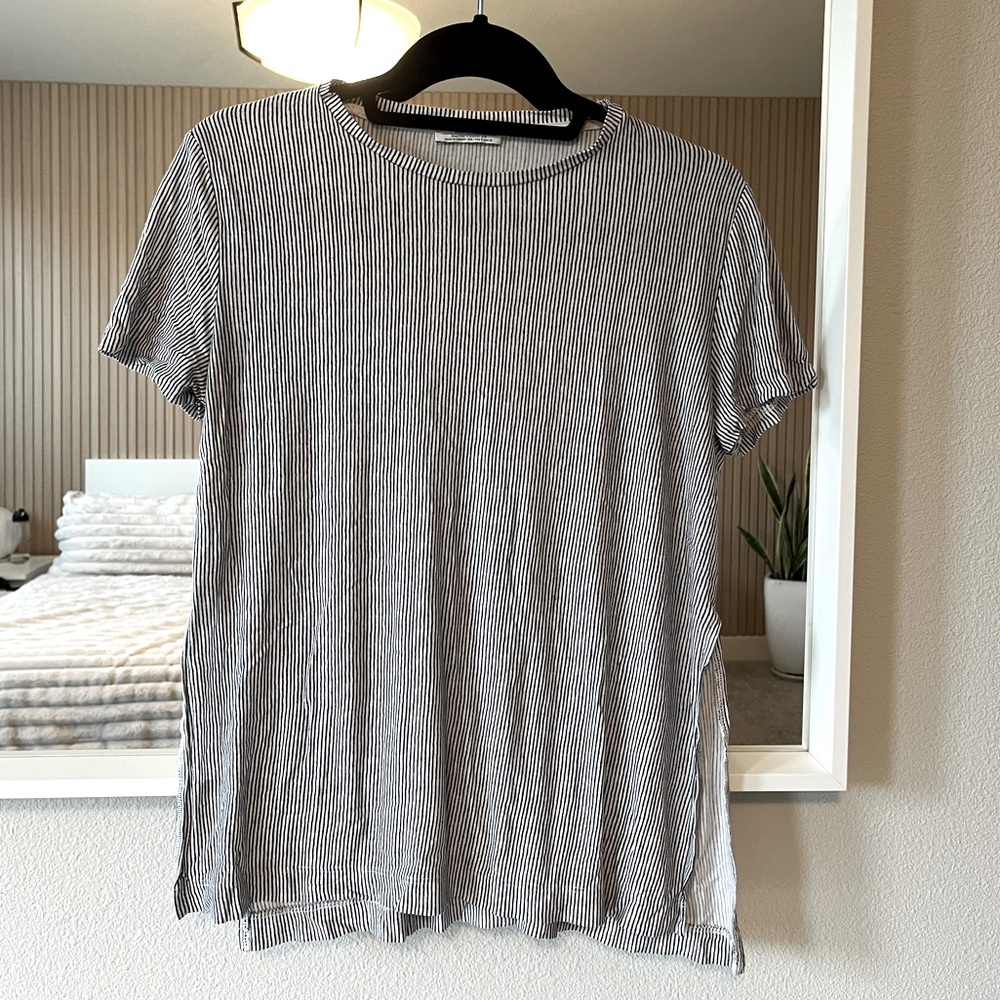 Zara Trafaluc Striped Side Slit T-Shirt
